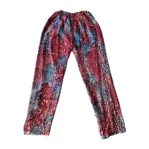 RARE Vtg Diane Freis Silk Velvet Metallic Tie Dye Leopard Print Clowncore Pants